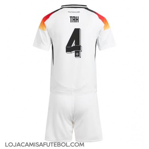 Camisa de Futebol Alemanha Jonathan Tah #4 Equipamento Principal Infantil Europeu 2024 Manga Curta (+ Calças curtas)